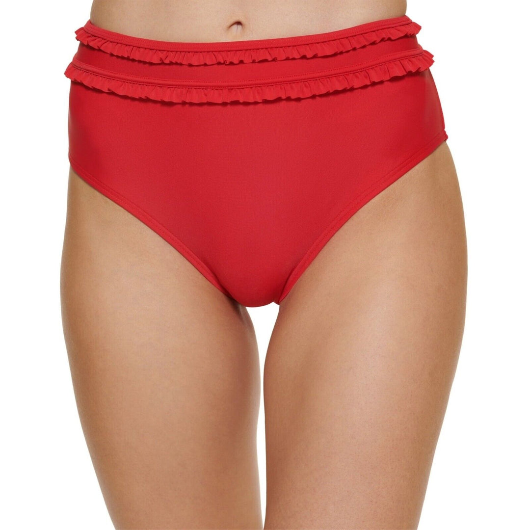 Tommy Hilfiger Women's Scarlet Ruffled High Waist Bikini Swim Bottom Size XS