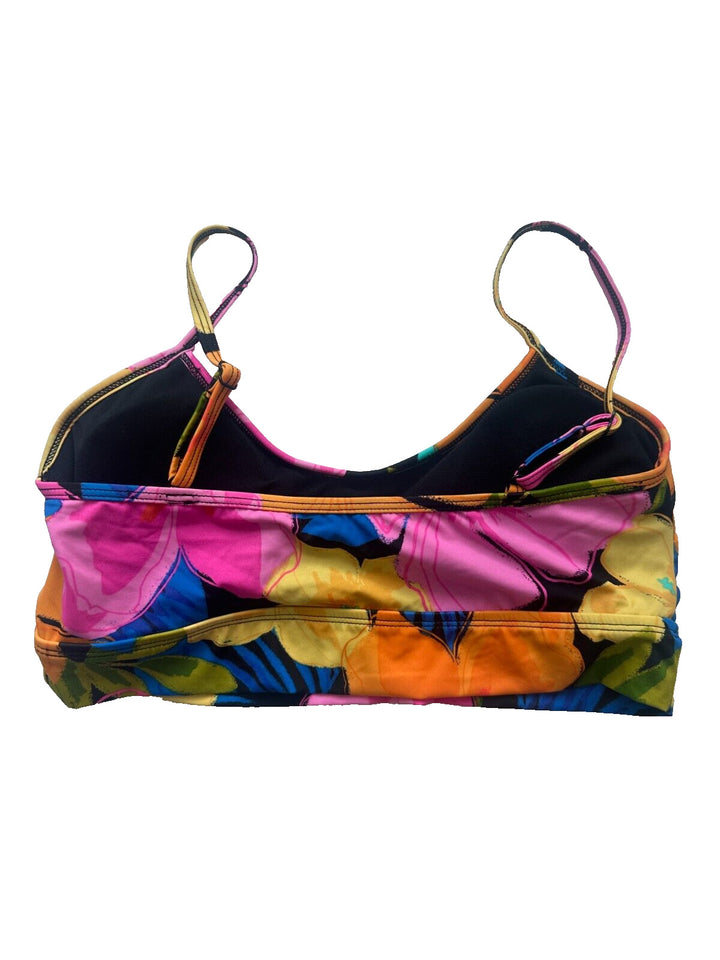 Sundazed Women's Multi Gianna Floral-Print Mid-Line Swim Bikini Top Size X-Large