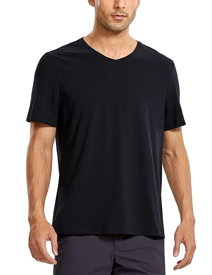 Alo Yoga Mens Black Short Sleeve V-Neck Pullover T-Shirt Size Small RN#87370