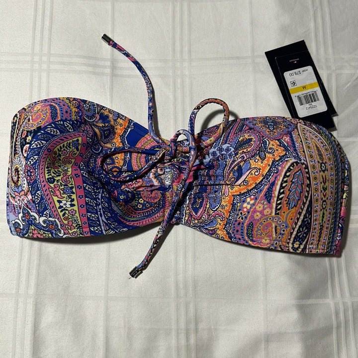 Tommy Hilfiger Women's Blue Jaipur Paisley Provence Halter Bikini Top Size M