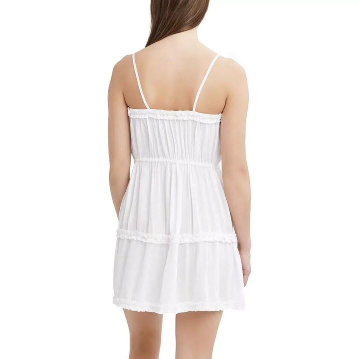 BCBGeneration Women White Ruffle Convertible Mini Dress Swim Cover-Up Size XS/TP