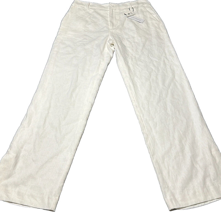 Sanctuary Women's White Flat Front Regular Fit Straight Leg Trouser Pants Sz 29