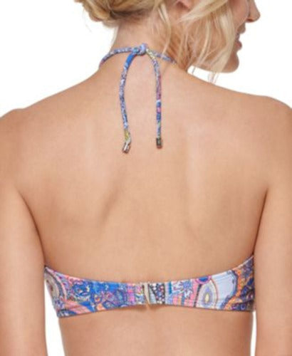 Tommy Hilfiger Women's Blue Jaipur Paisley Provence Halter Bikini Top Size Small