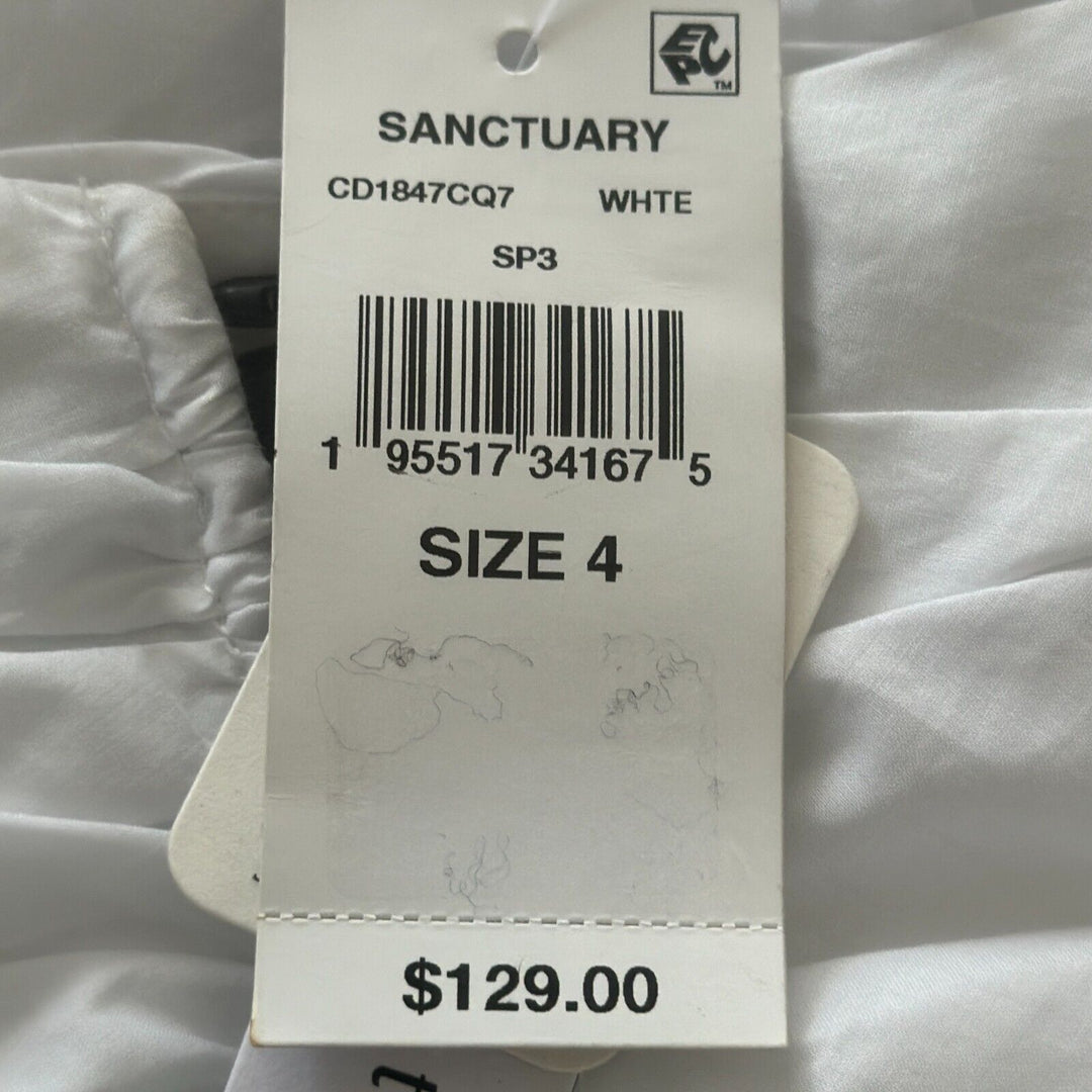 Sanctuary Women's White Puffed Sleeve Square Neckline Mini Dress Size 4