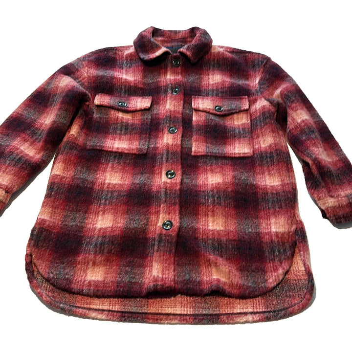 Sanctuary Women's Red Long Sleeve Collared Plaid Town Shirt Jacket Size S