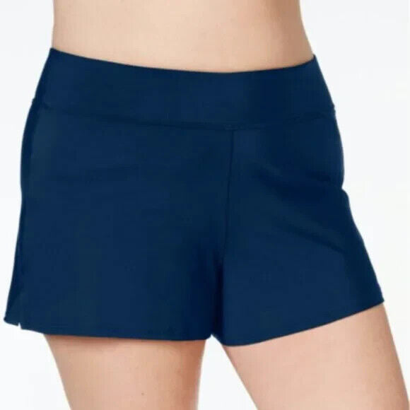 Swim Solutions Women's Navy Blue Elastic Waist Pull On Swim Shorts Size 16W