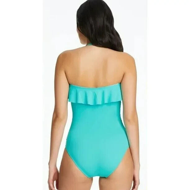 Bleu Rod Beattie Women's Wave Runner Shirred Ruffle Bandeau One-Piece Swimsuit 8