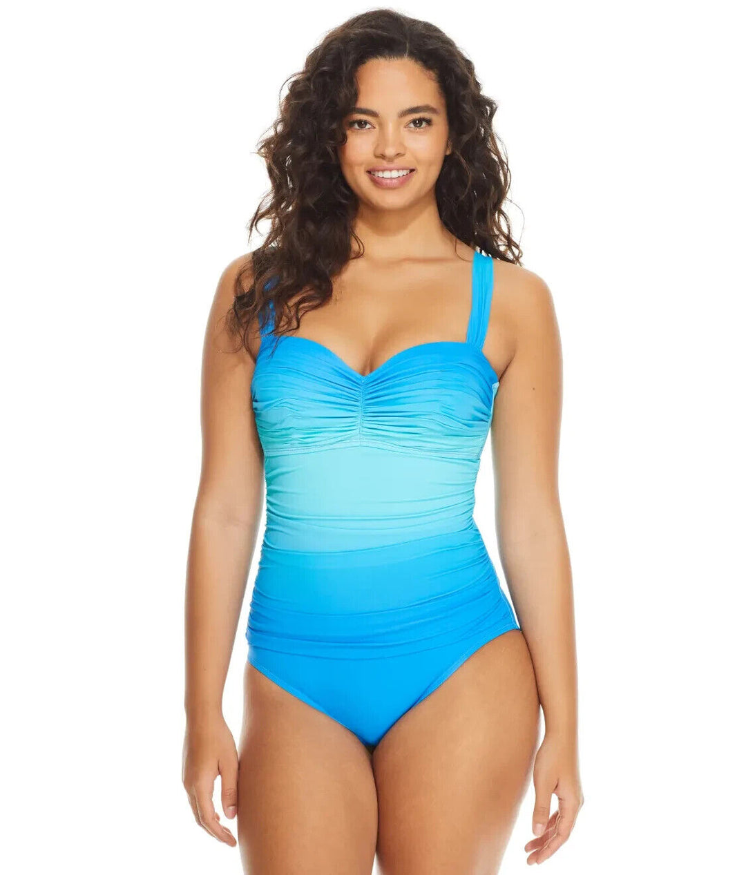 Bleu Rod Beattie Women's Surf Blue Coast To Coast Shirred One Piece Swimsuit 12