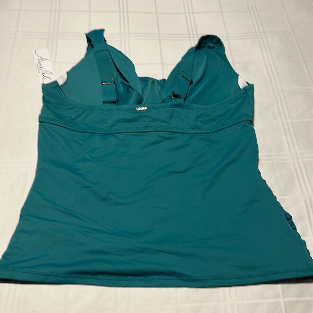 Anne Cole Women's Ocean Green Twist Front Underwired Tankini Swim Top Size 18W