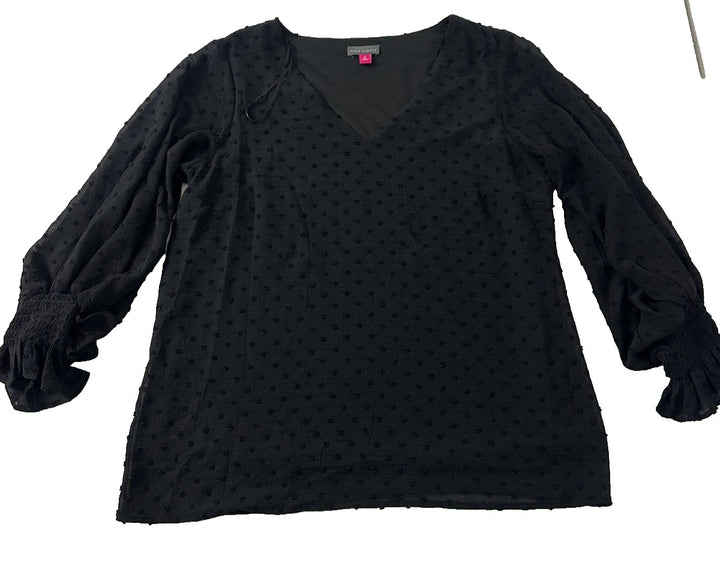 Vince Camuto Women's  Long Sleeve Mood Indigo Rich Black V Neck Top Size Medium