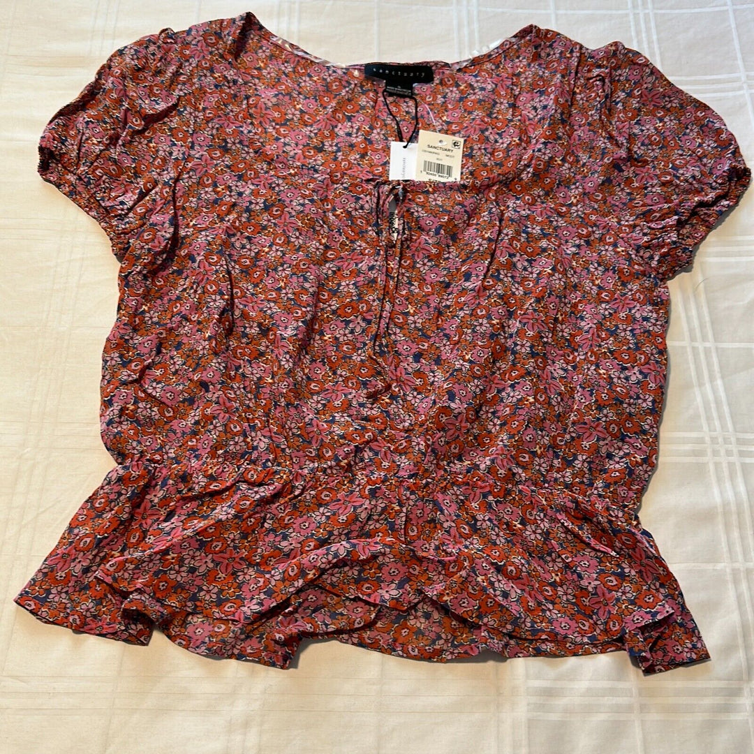 Sanctuary Women's Meadow Ditsy Floral Meet You There Blouse Top Size Small