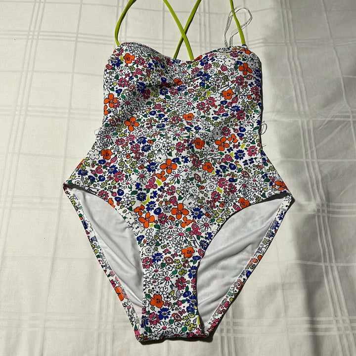 Tommy Hilfiger Women's White Penelope Floral Adjustable One Piece Swimsuit Sz 4