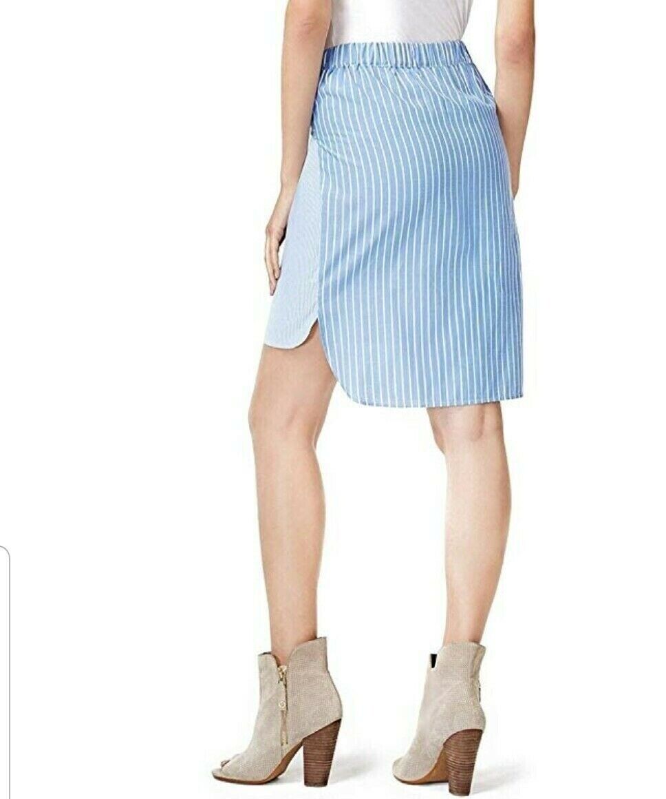 Bar Iii Womens Striped High-Low Skirt - Large Blue