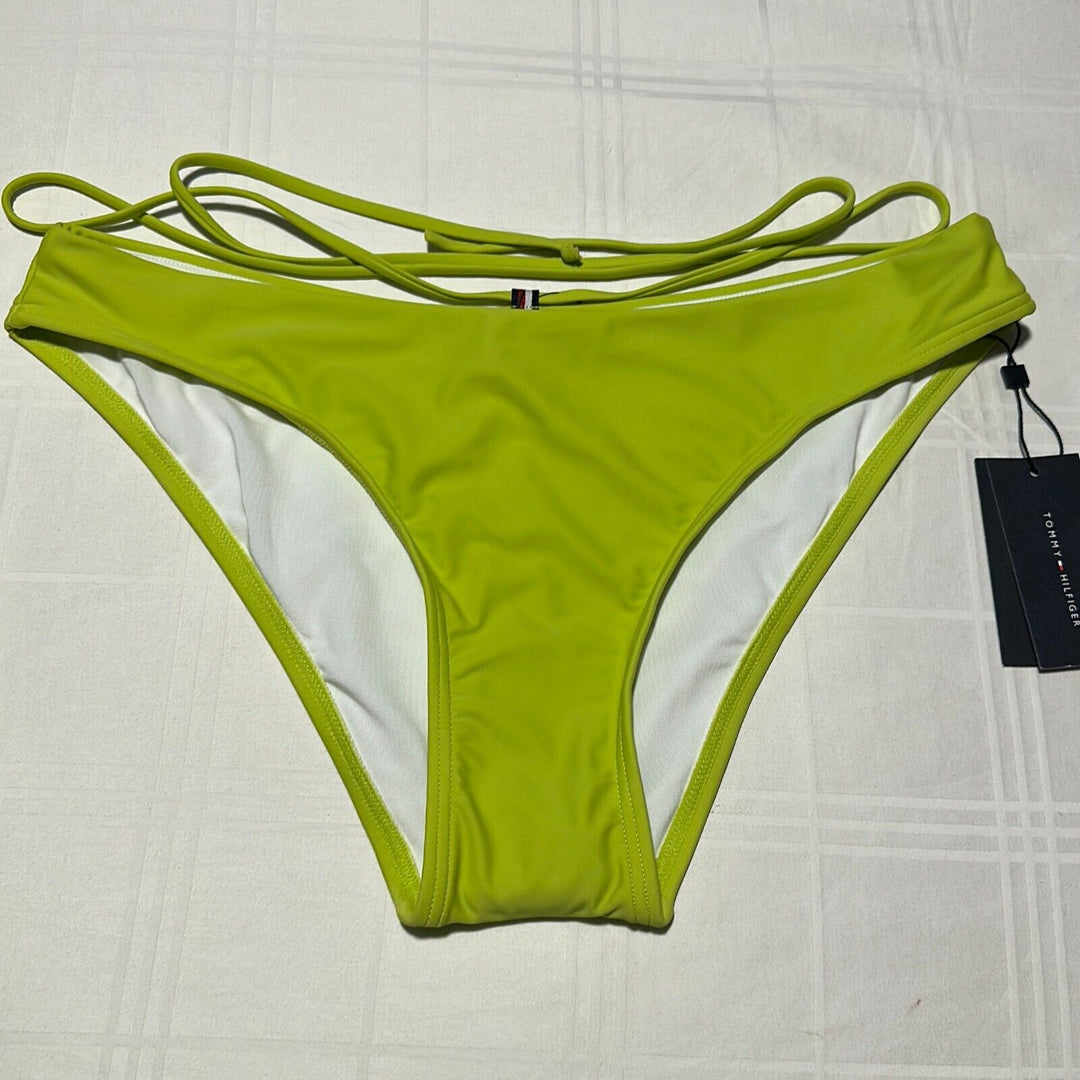 Tommy Hilfiger Women's Bright Chartreuse High Leg Cheeky Bikini Bottom Size XL