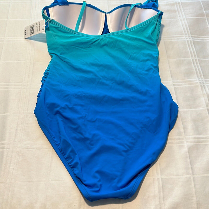 Bleu Rod Beattie Women's Surf Blue Coast To Coast Shirred One Piece Swimsuit 12