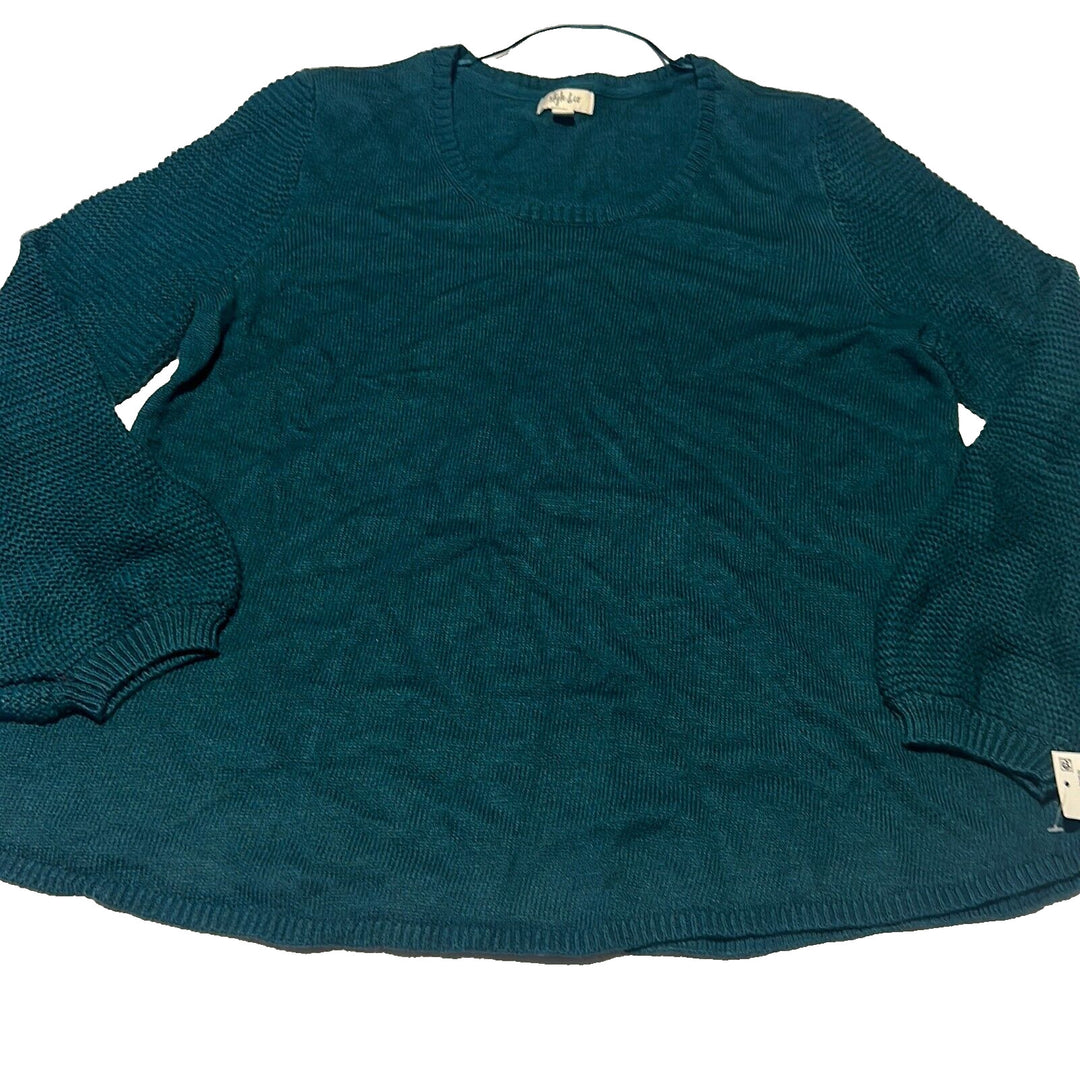 Style & co. Women's Green Long Sleeve Round Neck Pullover Sweater Size XXL